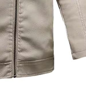 <b>Men's</b> PU Leather Motorcycle <b>Jacket</b> Stand Collar Faux <b>Fur</b> Fleece <b>Lined</b> Zipper Closure Windproof Slim Fit Autumn Wear - Product Image 2