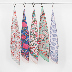Bohemian Fashion Eco Friendly Cotton Block Printed Bandana <b>Square</b> <b>Scarf</b> Unisex Summer Bag Hair Accessories Durable Breathable - Product Image 6