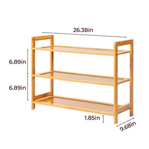 Scarpiera a 3 livelli in bambù naturale, dimensioni 26.38*9.68*20.28 pollici - Product Image 3