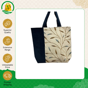 Beautiful Design Azo-Free Pattern Casual Zipper Closure Shoulder Carry Bag Dual Handle Eco-Friendly Cotton <b>Canvas</b> <b>Tote</b> Handbag - Product Image 2