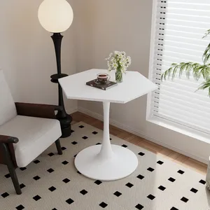Minimalist <b>White</b> <b>Round</b> Iron Coffee <b>Table</b> Modern Geometric Design Wedding Party Indoor Living Room Furniture Durable Floor Mount - Product Image 6