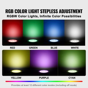 Luce LED RGBW per Piscina 120V AC 40W, Lampada da Incasso per Piscina e Spa da 10 Pollici, Cavo Subacqueo da 50 Piedi, Telecomando, Cambio Colore - Product Image 2
