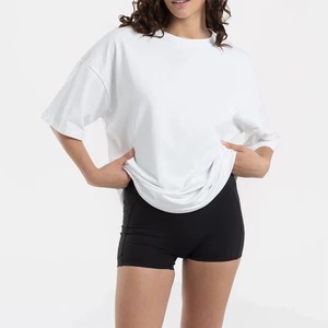 T-shirt d'été pour femme en cachemire à prix réduit, coupe ample oversize, manches courtes, col rond, épaules tombantes, séchage rapide, respirant, en jersey - Product Image 1