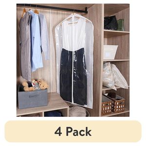 4 Pack Non-Woven Suit and <b>Dress</b> Hanging <b>Bags</b> Arctic White with Handles - Product Image 1