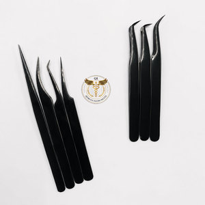 Ensemble professionnel de 6 pinces à cils en acier inoxydable noir pour extensions de cils, précision volume et isolation, OEM ODM personnalisé - Product Image 2