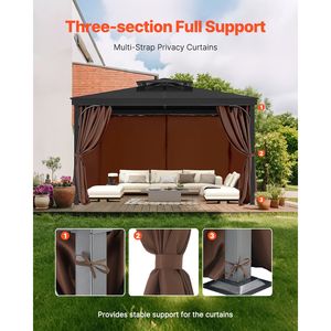 Tende per Gazebo da Esterno, 4 Pannelli Laterali con Cerniere per la Privacy, Compatibili con la Maggior Parte dei Gazebo 10FT X 10FT X 6.9FT, Accessori per Tende - Product Image 6