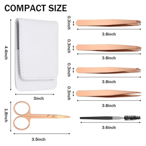 Juego de Pinzas Profesionales para Cejas con Punta Fina y Cepillo, Chapadas en Oro, Herramientas Duraderas de Lujo para Depilación Facial - Product Image 2