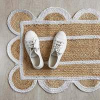 Wholesale Custom Reversible Modern Pet Friendly Scalloped Jute Braided Rugs Eco Flat Pile Handmade Carpets Home Travel Picnic