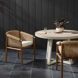 Silla de Comedor Moderna para Exteriores con Cuerda, Sillón de Madera de Teca para Patio, Jardín, Cafetería, Restaurante - Product Image 6