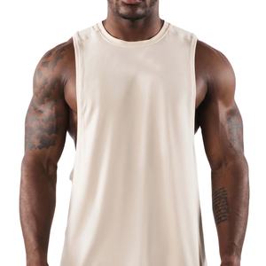 Camiseta sin mangas de punto transpirable de Spandex/Algodón, básica, informal, tipo camisola, ajustada para gimnasio, cuello redondo, 2027, para hombre, estilo urbano, 220g - Product Image 1