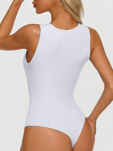 บอดี้สูทไซส์ใหญ่ ผ้าริบ กระชับสัดส่วน ควบคุมหน้าท้อง คอกว้าง แขนกุด ทรงเข้ารูป เสื้อพื้นฐาน ชุดออกงาน ชุดฤดูร้อน - Product Image 2