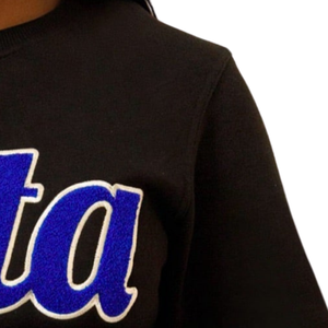 Sudadera Negra de Chenilla Zeta Phi Beta para Mujer, Sudadera Casual con Letras Griegas Bordadas de la Hermandad Zeta - Product Image 5