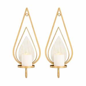 Ensemble de appliques murales en métal doré en forme de goutte d'eau, design superposé, éclat doux, décoration élégante et contemporaine pour la maison - Product Image 6
