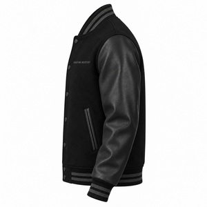 Blouson universitaire d'hiver pour homme en laine à capuche, style urbain, imperméable, avec empiècements en toile, couleur blanc uni, personnalisable avec logo, très demandé - Product Image 3