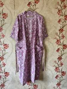 Robe kimono en coton imprimé au bloc, peignoir de demoiselle d'honneur - Product Image 5