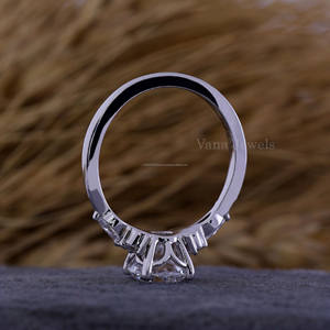 Anillo de compromiso de oro macizo de 18 quilates certificado por IGI con Marquesa, siete piedras, corte redondo, Diamante cultivado en laboratorio, regalo de boda para fiestas - Product Image 3