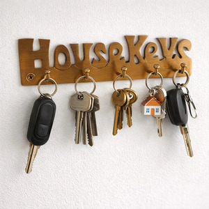 SHUBHAM Wooden House <b>Keys</b> <b>Wall</b> Hook Rack Letter Cutout <b>Key</b> <b>Holder</b> Storage Organizer for Entryway - Product Image 3