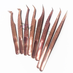 Pince à épiler pour cils RMI en or rose, pointe lisse, acier inoxydable, précision pour extensions de cils, modèle 14 cm/12 cm - Product Image 3