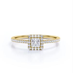 Anillo de Compromiso y Boda de Lujo Chapado en Oro de 18K con Moissanita de Corte Princesa de 0.75 Quilates, Anillo de Eternidad Cuadrado para Novia - Product Image 2