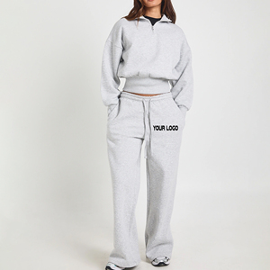 2025 New Arrived Plus Size Solid Color Quater Zipper Sweatshirt & Jogger <b>Set</b> Custom Print Logo Breathable Heavyweight Tracksuit - Product Image 1