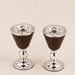 Arabic Metal <b>Bakhoor</b> Burner With Removable Stainless Steel Cup Dark Wood And Chrome Goblet Incense Holder Modern Charcoal <b>Oud</b> - Product Image 1