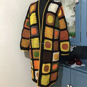 Handmade Crochet granny square cardigan Ladies Crochet Coat Crochet jacket Ladies crochet sweaters