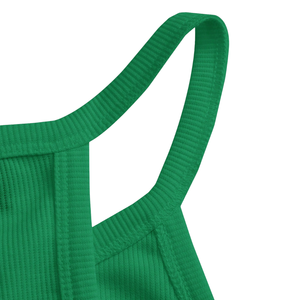 Débardeur côtelé dos nageur pour femme, sans manches, coupe ajustée, en maille extensible, décontracté, basique, doux, respirant, uni, avec logo - Product Image 4