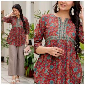 Colección de Kurtis y Túnicas Cortas de Algodón con Estampado Digital para Uso Diario e Informal, a Bajo Precio, para Mujer - Product Image 3
