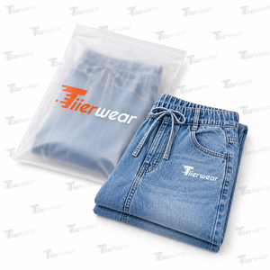 Pantalon décontracté taille haute classique avec poches, coupe large, en jean respirant pour femme, modèle OEM - Product Image 4