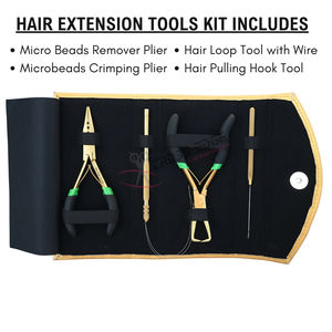 Kit d'outils pour extensions capillaires : Pince à micro-perles, outil de suppression et de sertissage, outil à boucles avec fil et crochet de tirage, pince à extensions capillaires - Product Image 2