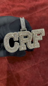 Iced Out CRF Letter <b>Pendant</b> Necklace Luxury Hip Hop Custom <b>Initial</b> Charm Micro Pave Stone Bling Jewelry - Product Image 5