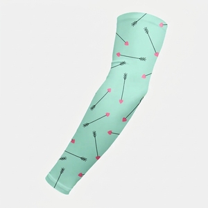 Manguitos de manga larga para mujer, color verde menta, con estampado digital de flechas y corazones, de poliéster, protección solar UPF50+ - Product Image 4