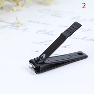 Coupe-ongles professionnel 1 pièce en acier inoxydable noir, coupe-ongles d'orteils, outil de coupe portable de forme plate pour doigts - Product Image 1