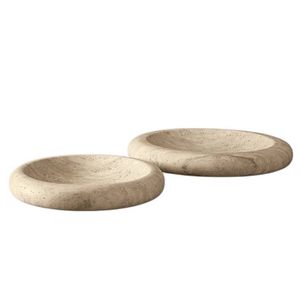 Smooth Finish Travertine Marble Pet Bowl For Pets Natural Stone Feeding Bowl For Dogs And <b>Cats</b> Use - Product Image 3