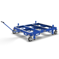 Carretilla de Plataforma Plana de Acero AUSAVINA, Carro Industrial Móvil de Cuatro Ruedas con Recubrimiento en Polvo Azul