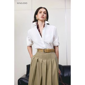 เสื้อเชิ้ตผู้หญิง A8165 ลายทางตัดสี ปกติดกระดุม แขนยาว จับจีบชายเสื้อ ผ้าป๊อปลิน ทอเรียบ สำหรับใส่ทำงาน - Product Image 1