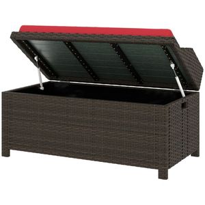 Sgabello Contenitore Rosso da Esterno con Piattaforma, Seduta Mobile Comoda per Uso Interno/Esterno - Product Image 5