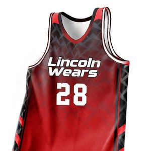 Ensemble d'uniformes de basketball pour hommes en tissu mesh 100 % polyester, respirant, séchage rapide, léger, manches courtes, personnalisable, marque - Product Image 2