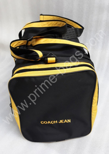 <b>Prime</b> Bags Black Yellow Polyester Duffel Bag Dual Zipper Adjustable Strap Sport Travel Water Resistant Durable - Product Image 3