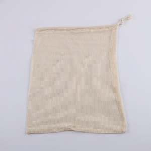 Bolsa de Malla de Algodón Orgánico con Cordón, Color Beige, Ecológica, con Logotipo Personalizado, Venta al Por Mayor de Fábrica, 15*18cm, para Frutas y Verduras - Product Image 5