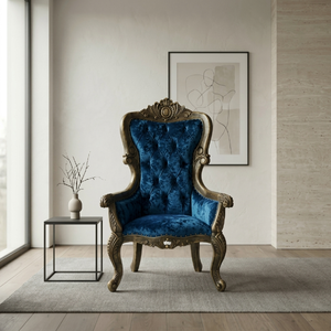 <span class=keywords><strong>Poltrona</strong></span> Trono di Lusso Personalizzata con Schienale Alto, in Legno Massello Intagliato a Mano, Rivestita in Pelle Trapuntata, per Hall di Hotel, Villa, Lounge VIP - Product Image 1