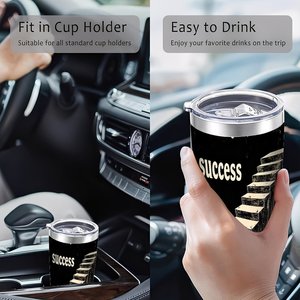 Gobelet isotherme en acier inoxydable 20 oz à double paroi, design « Escaliers du Succès », mug promotionnel personnalisé - Product Image 4
