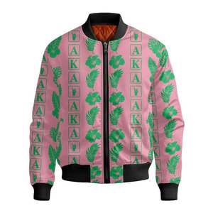 Blouson bomber Alpha Aka Green Pink Palm Tree pour homme, décontracté, fermeture éclair sur le devant, imprimé par sublimation, coupe-vent - Product Image 5