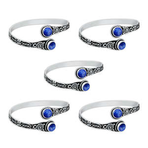 High Quality Lapis Lazuli <b>Boho</b> <b>Bracelet</b> Handcrafted Adjustable Fashion Bangle for Women's Jewelry Top Grade Brass Silver Plated - Product Image 4