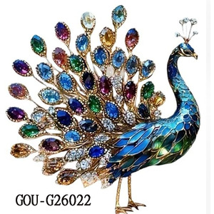 Decoración de jardín de arte moderno, adorno de jardín con pavo real de cristal azul - Product Image 4