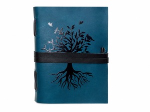 Vedant <b>Leather</b> Diary Tree Design Blue Cover Hardcover Journal with Spiral Binding 100 <b>Sheets</b> for Gift - Product Image 1