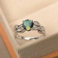 Sultanite Ring - Kleurveranderende Vintage Trouwring - 925 Zilver Prong Set - Damessieraden