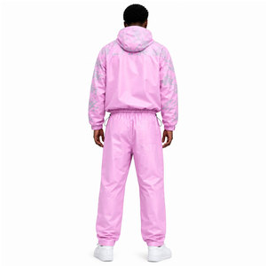 Ensemble 2 pièces coupe ajustée : Veste zippée et pantalon en polyester/nylon, motif imprimé par sublimation, épaules tombantes, coupe-vent épais - Product Image 3