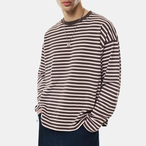 เสื้อสเวตเชิ้ต OEM 2026 แขนยาว ผ้าฝ้าย 100% สไตล์ลำลอง คอวี ไหล่ตก ลายทาง ปักโลโก้ได้ เนื้อผ้าหนา - Product Image 2