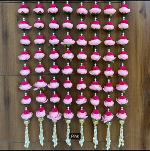 Décoration murale florale avec pompons, style bohème, pour salon intérieur, décoration de mariage, en fibres végétales - Product Image 4